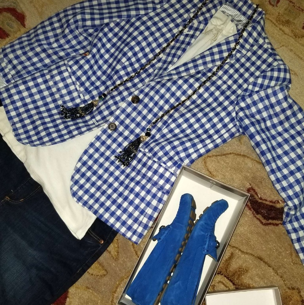 JCrew Gingham Blue Campbell Blazer 4 - Picture 2 of 5